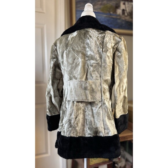 Vintage 70s Woman’s Coat Crushed Velvet Faux Fur A Frame ILGWU Union Made USA - Picture 3 of 5